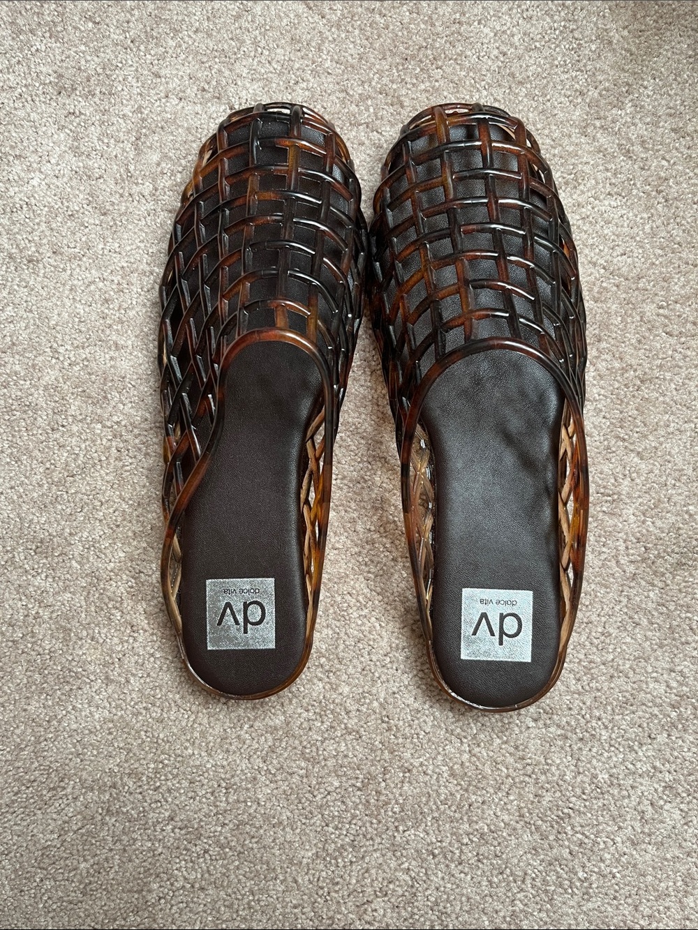 DV by Dolce Vita Dark Brown Woven Slide Jelly Mules